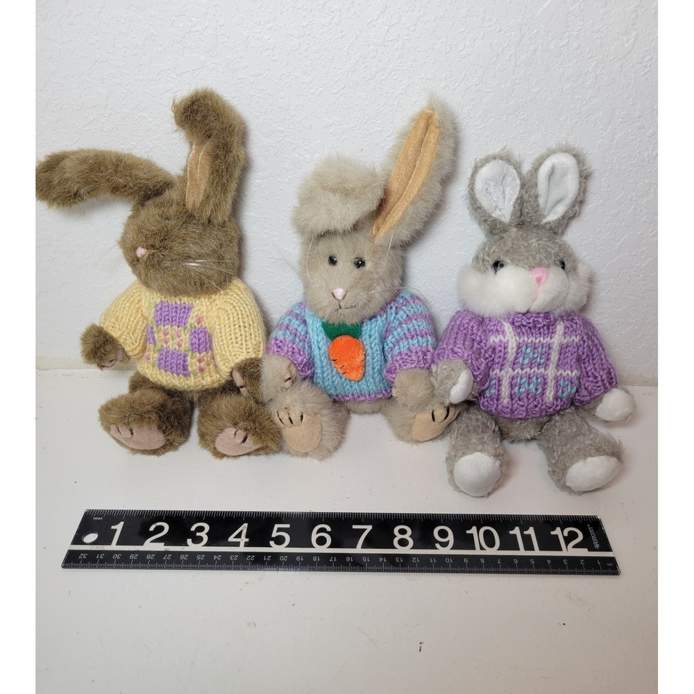Chrisha Playful Plush Easter Bunny Rabbits Yellow Sweater Jointed Legs Soft - Picture 2 of 5